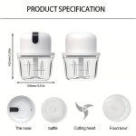 Compact Cordless Electric Chopper 350ML, Multi-use Food Grinder for Home Kitchen - Image 3