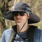 Solar Fan Hat, USB Rechargeable Wide Brim Sun Hat - Gambar 12