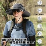 Solar Fan Hat, USB Rechargeable Wide Brim Sun Hat - Gambar 3