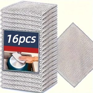 16Pcs Stainless Steel Cleaning Cloth, Reusable Durable Kitchen Dish Washing Pads